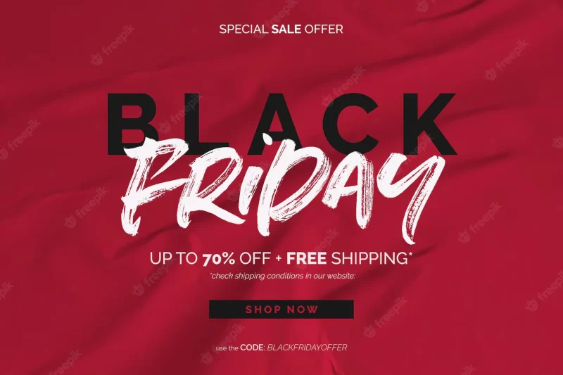 Black friday sale banner in red glued paper background Free Psd