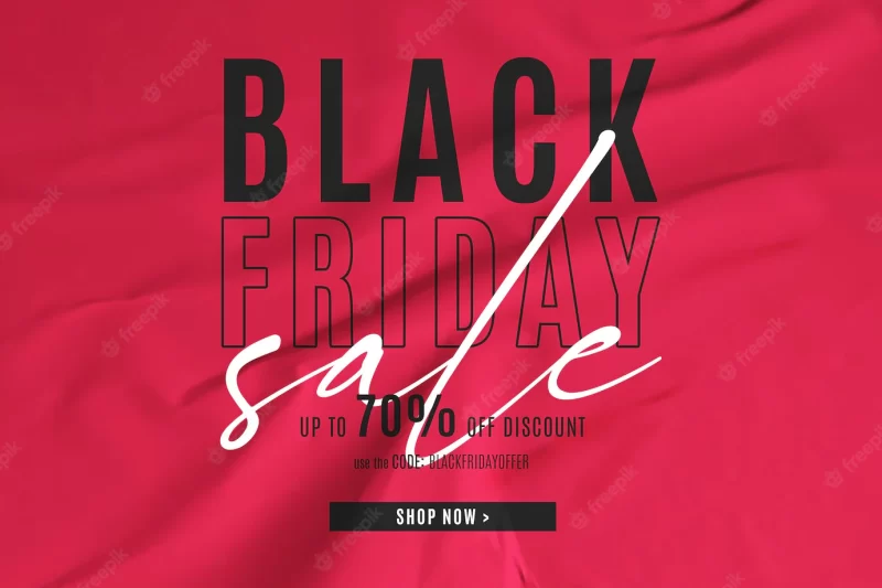 Black friday sale banner in red glued paper background Free Psd