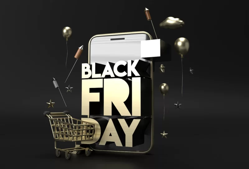 Black friday sale banner template 3d rendering. Free Photo