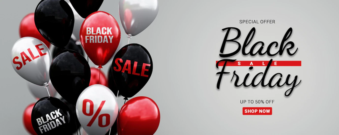 Black Friday Sale Banner Template With 3d Balloon With Sale Text 438535 158