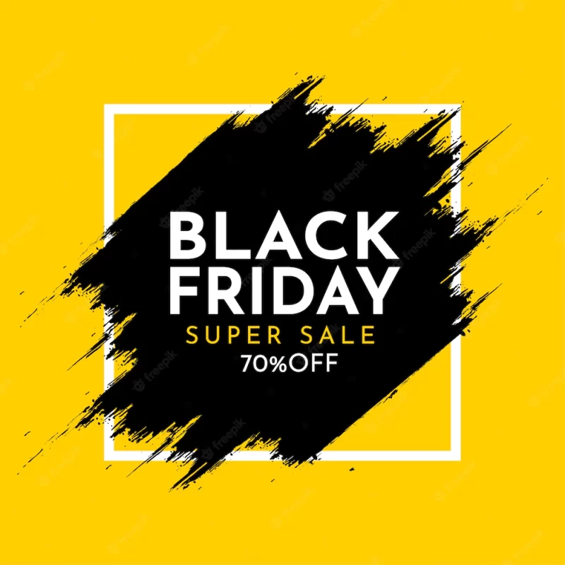 Black friday sale banner with abstract brush stroke Free Vector