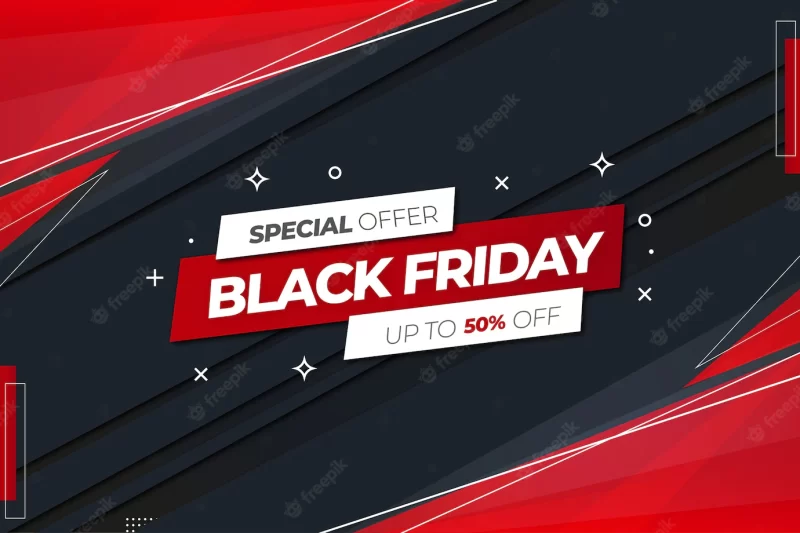 Black friday sale banner with abstract shapes design Free Vector