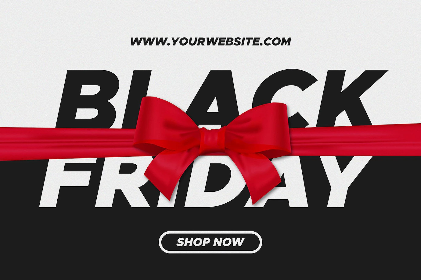 Black Friday Sale Banner With Realistic Red Ribbon Background 1361 3707