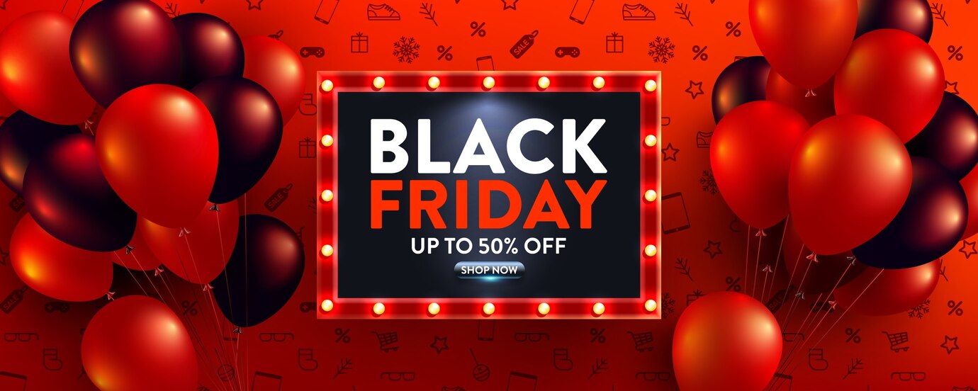 Black Friday Sale Banner With Red Black Balloons Retail Shopping Black Friday 139523 462