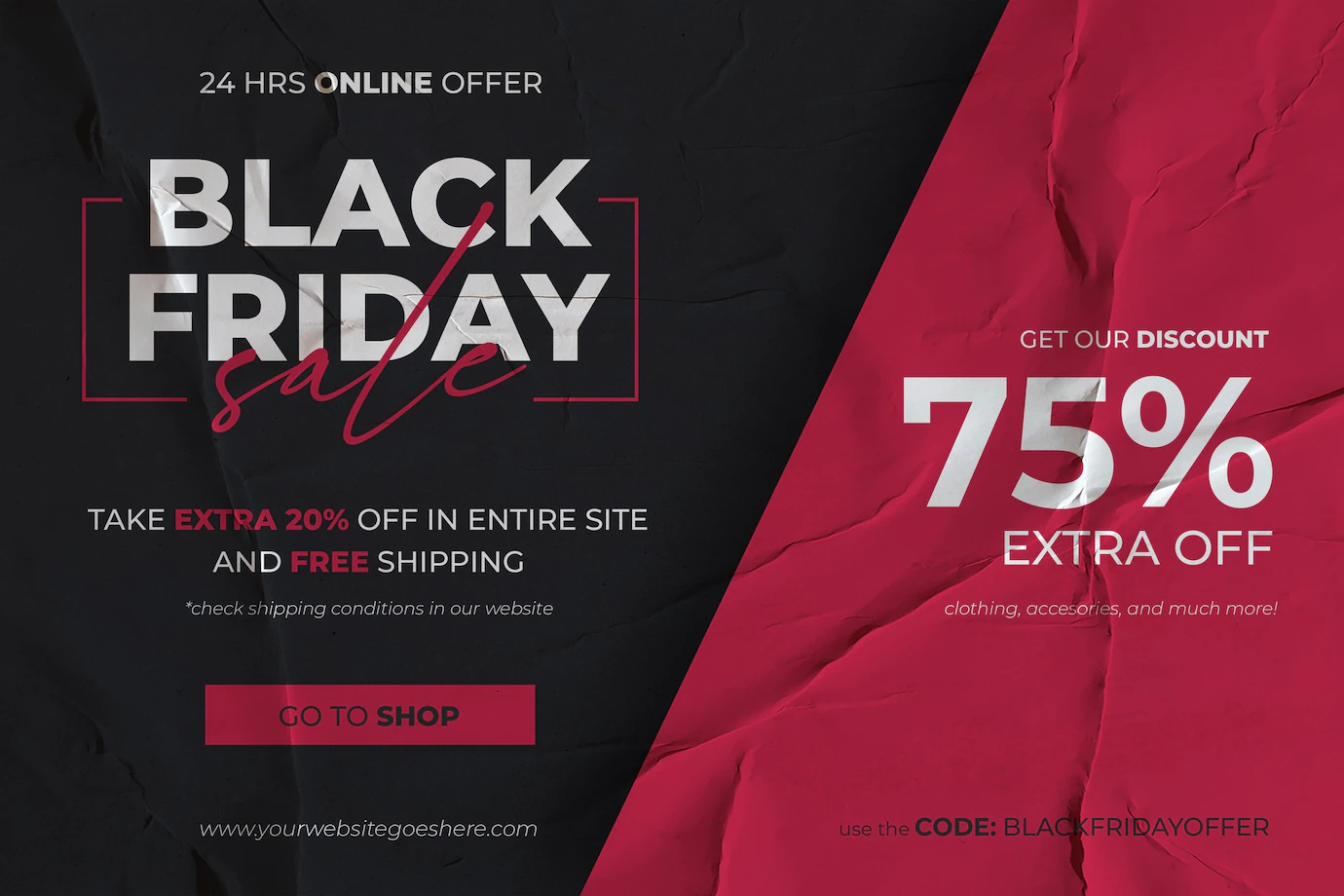 Black Friday Sale Banner With Red Black Glued Paper Background 1361 2847