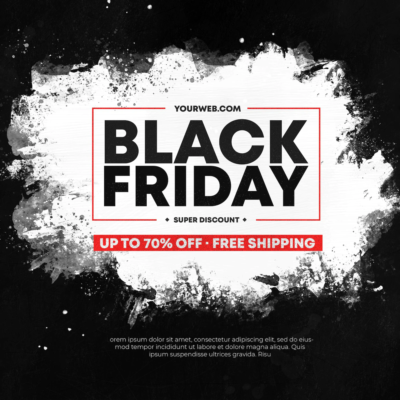 Black Friday Sale Banner With White Brush Stroke Abstract 1361 3645