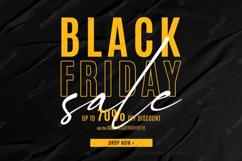 Black friday sale banner in yellow acrylic painted background Free Psd