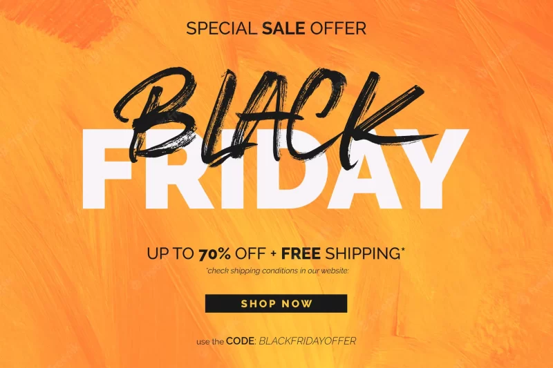 Black friday sale banner in yellow acrylic painted background Free Psd