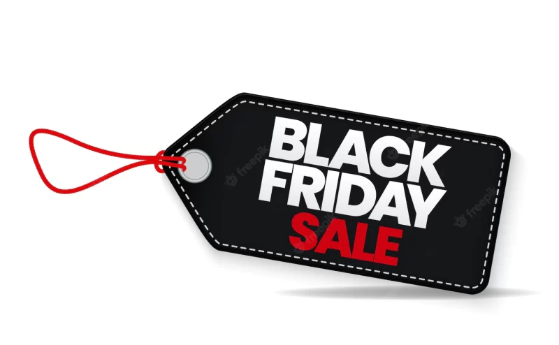 Black Friday sale label template. Premium Vector