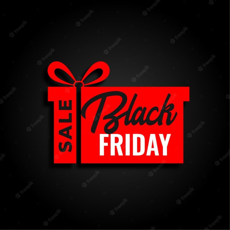 Black friday sale and red gift background design Free Vector