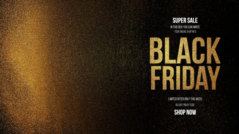 Black friday sale with golden background Free Psd