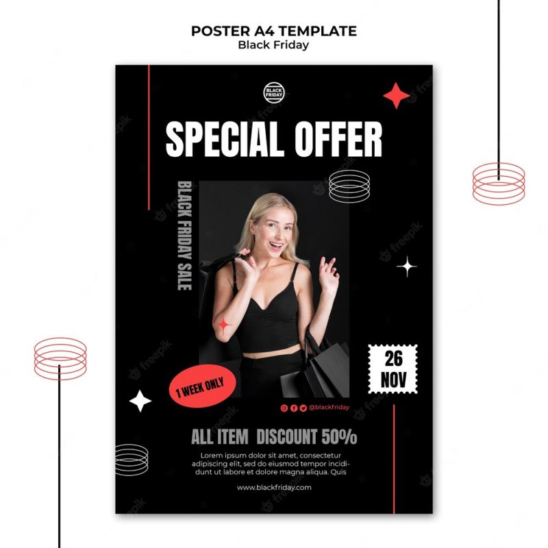 Black Friday special offer poster template Free Psd