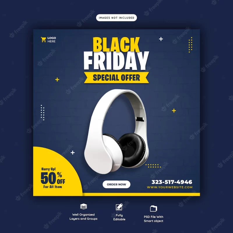 Black friday special offer social media banner template Free Psd