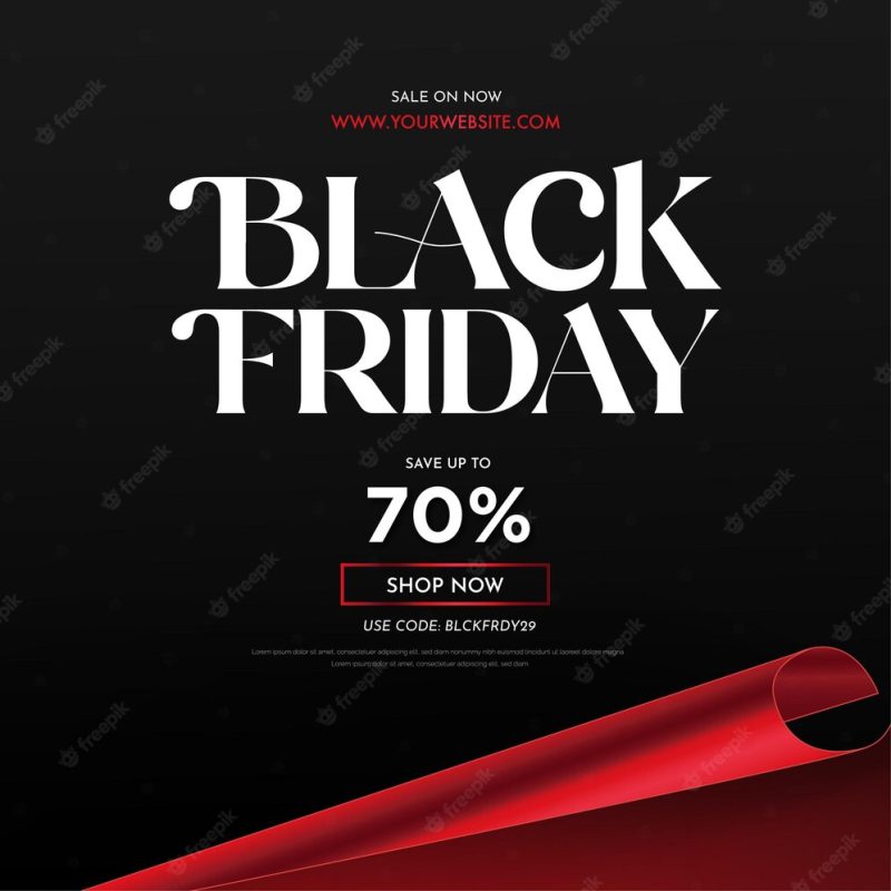 Black friday super sale banner background with red 3d papercut style Free Vector