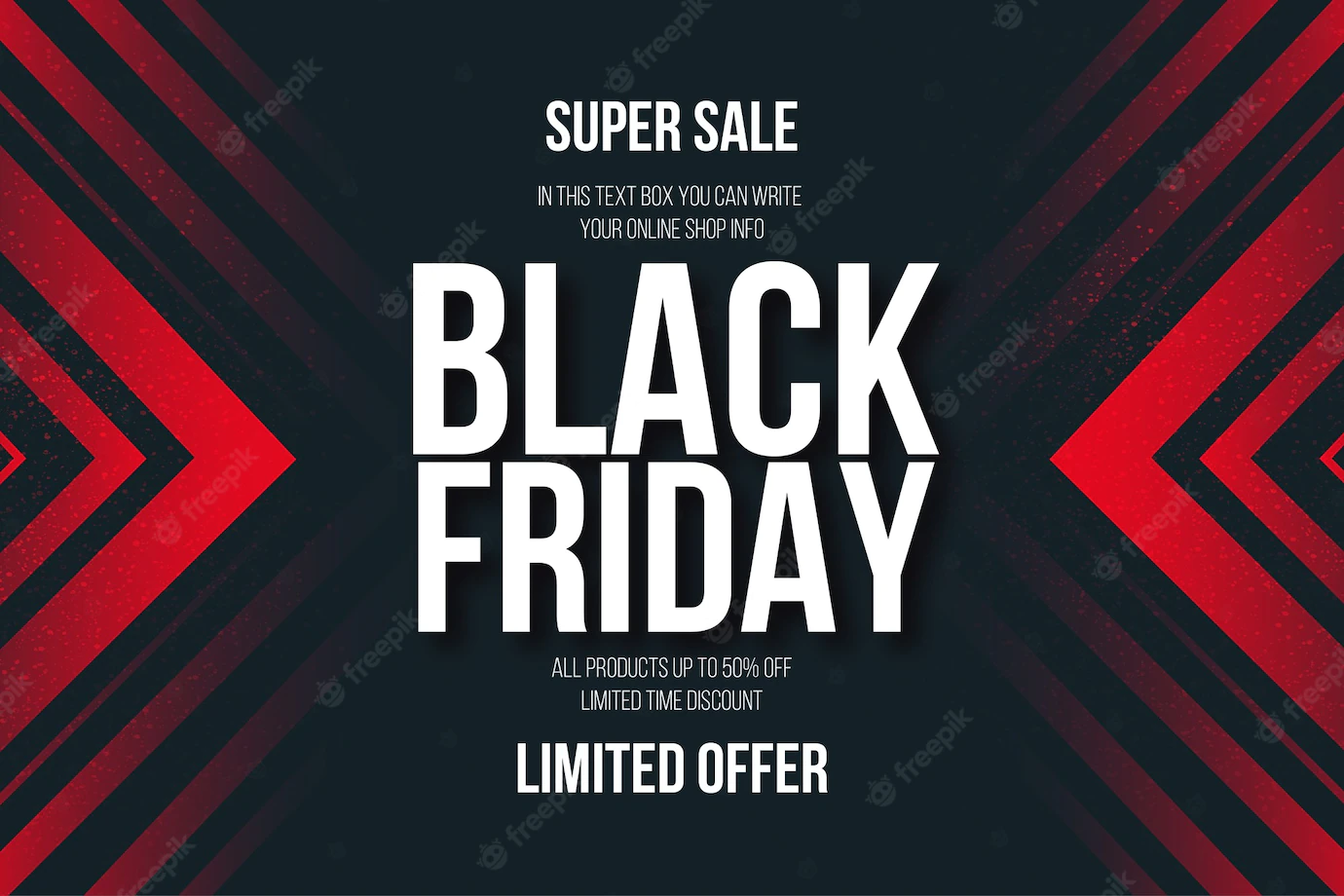 Black Friday Super Sale Banner With Abstract Red Shapes Background 1361 2990