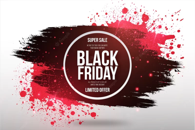 Black friday super sale banner with brush frame Free Vector