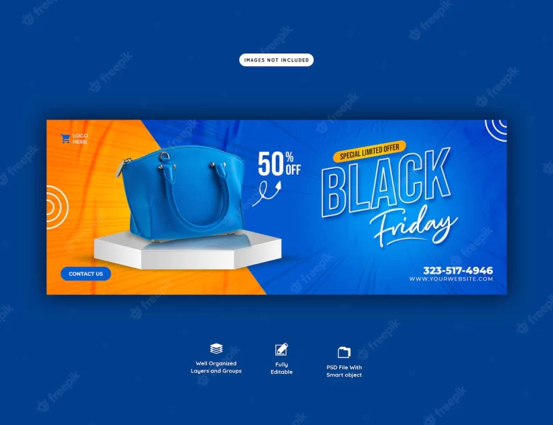 Black friday super sale facebook cover template Free Psd