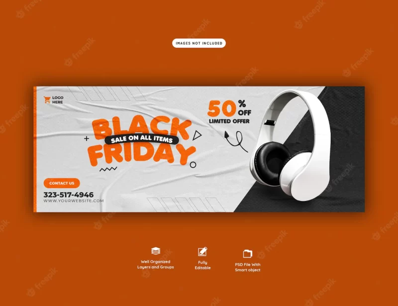 Black friday super sale facebook cover template Free Psd