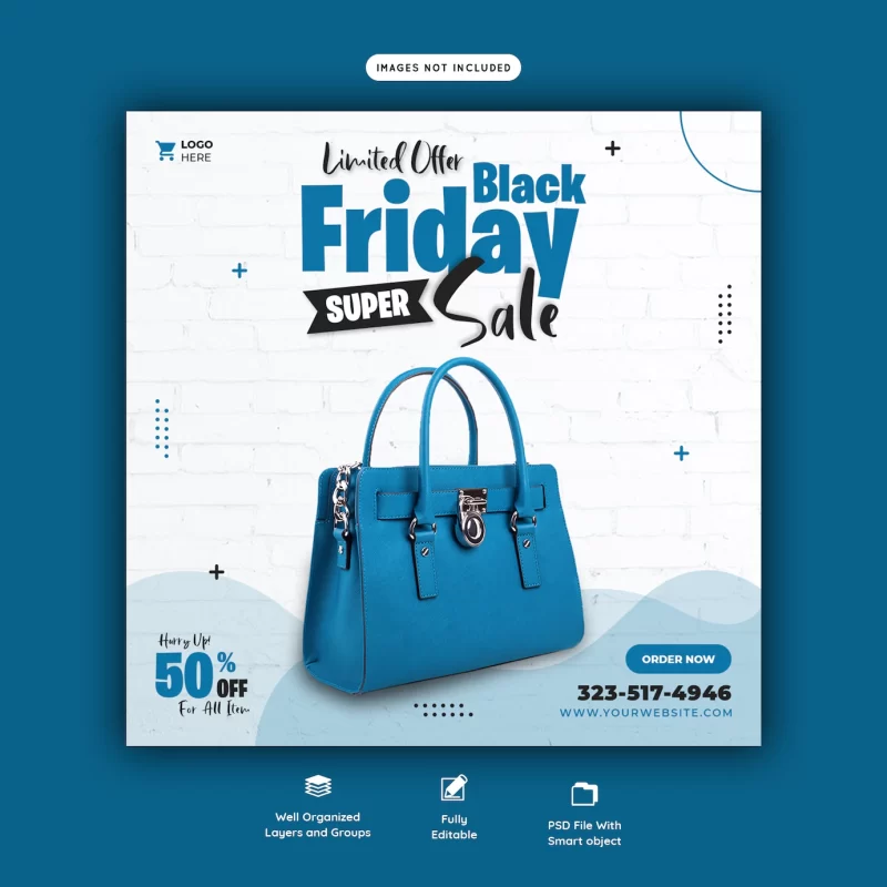 Black friday super sale social media banner template Free Psd