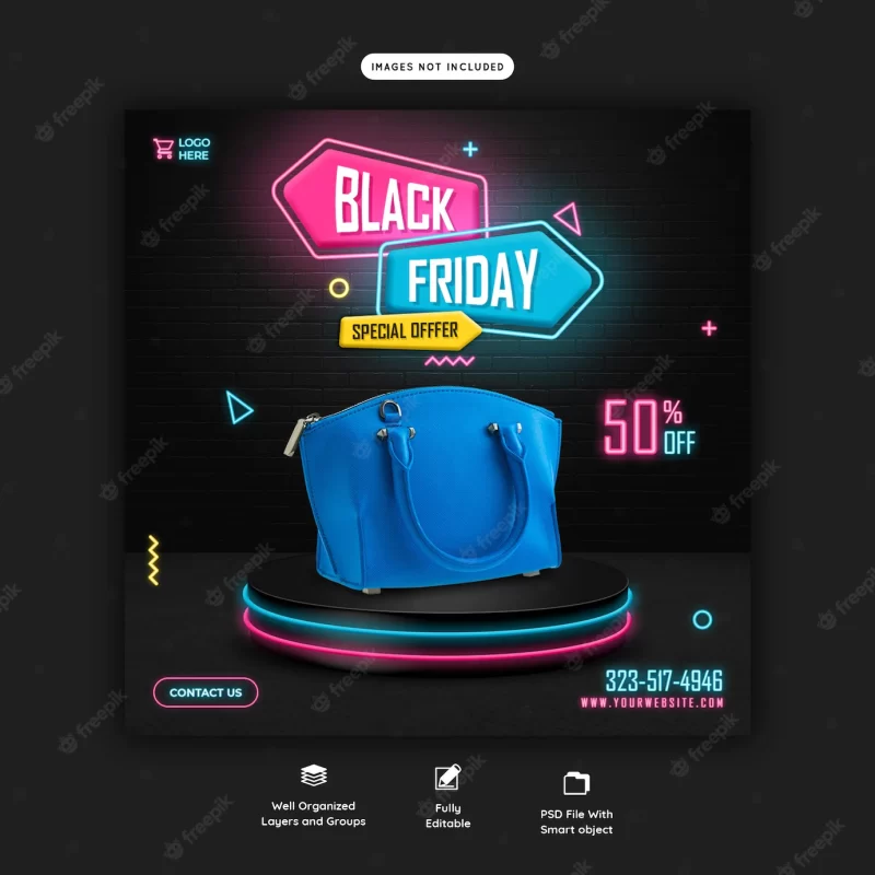 Black friday super sale social media banner template Free Psd