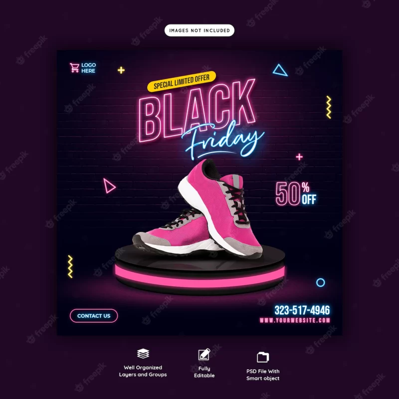 Black friday super sale social media banner template Free Psd