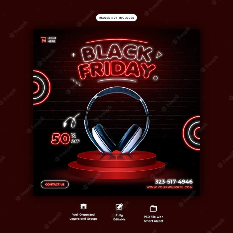 Black friday super sale social media banner template Free Psd