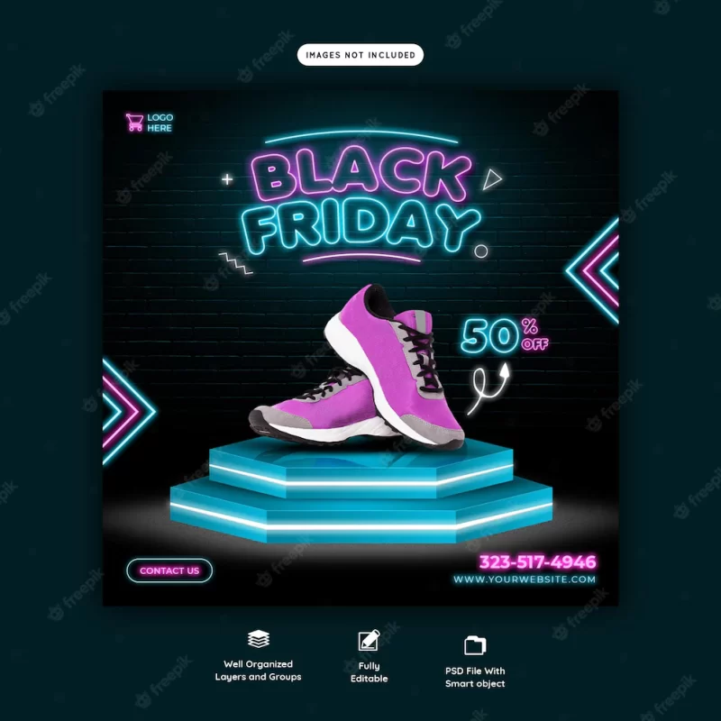 Black friday super sale social media banner template Free Psd