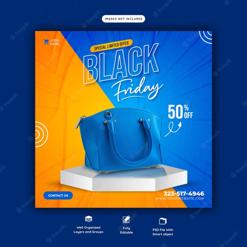 Black friday super sale social media banner template Free Psd