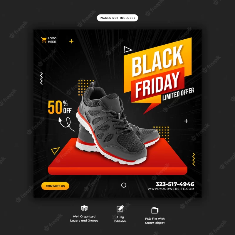 Black friday super sale social media banner template Free Psd