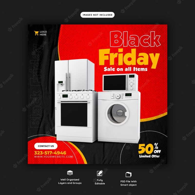 Black friday super sale social media banner template Free Psd