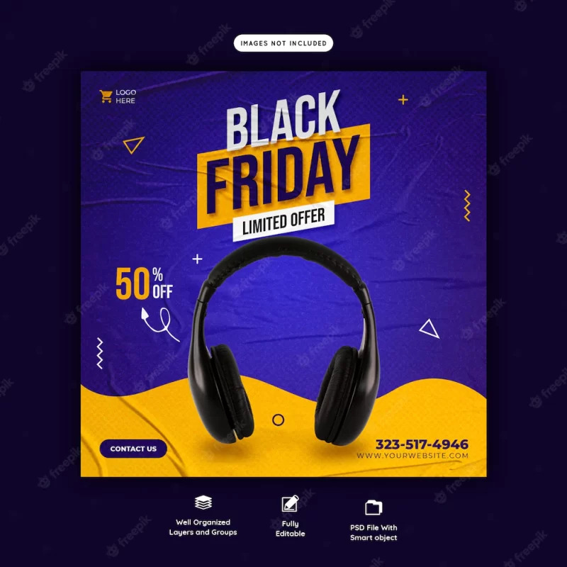 Black friday super sale social media banner template Free Psd