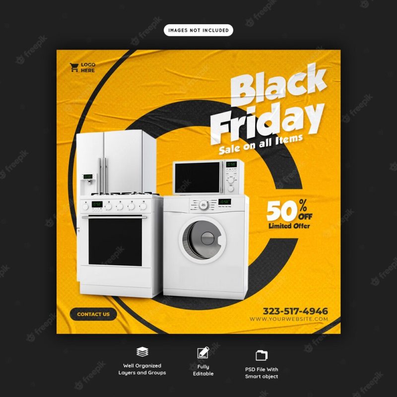 Black friday super sale social media banner template Free Psd