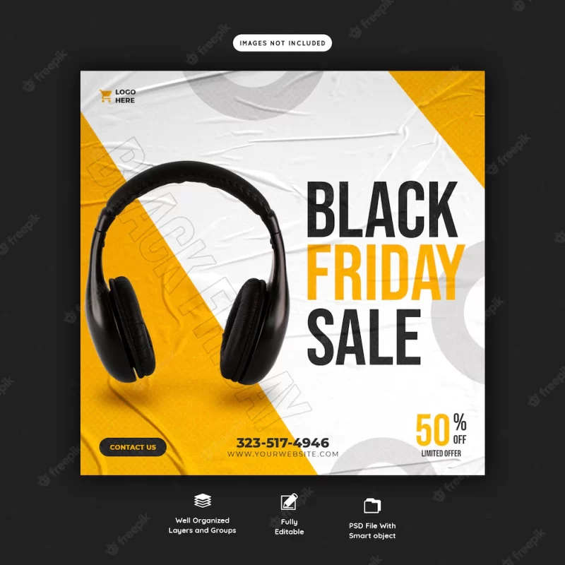 Black friday super sale social media banner template Free Psd