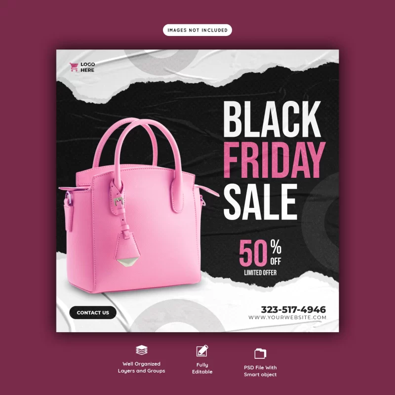 Black friday super sale social media banner template Free Psd