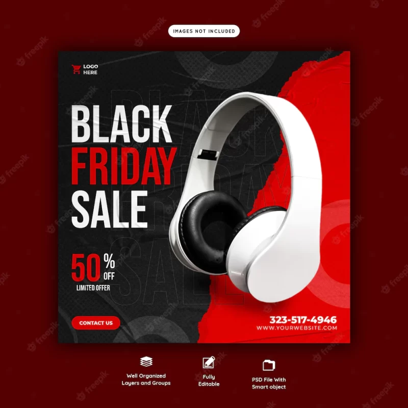 Black friday super sale social media banner template Free Psd