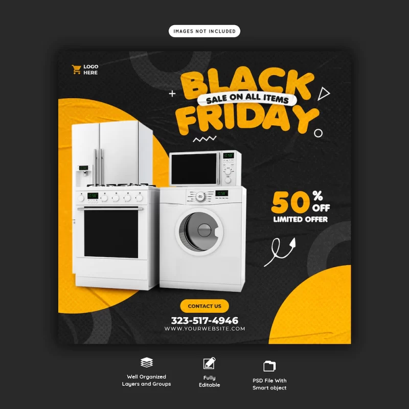 Black friday super sale social media banner template Free Psd