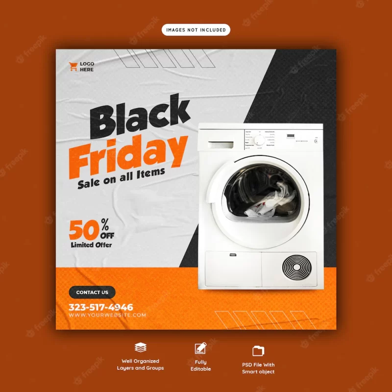 Black friday super sale social media banner template Free Psd