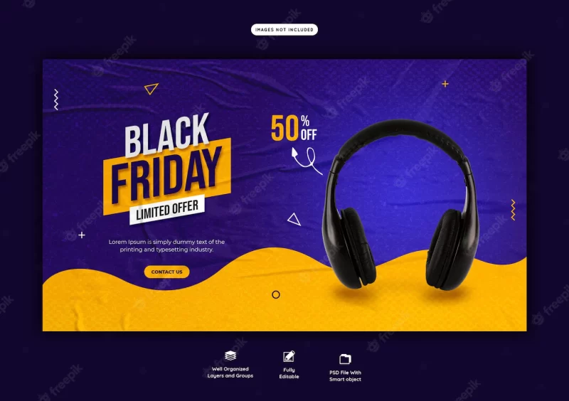 Black friday super sale web banner template Free Psd