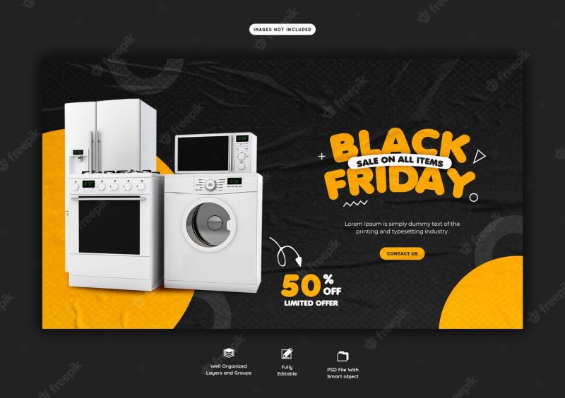 Black friday super sale web banner template Free Psd