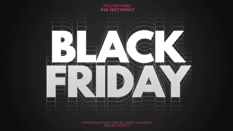 Black friday text effect Free Psd