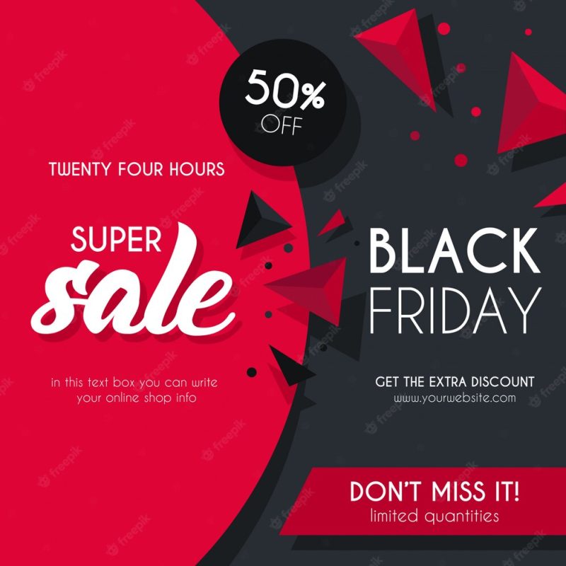 Black and red sale background for black Friday Free Vector