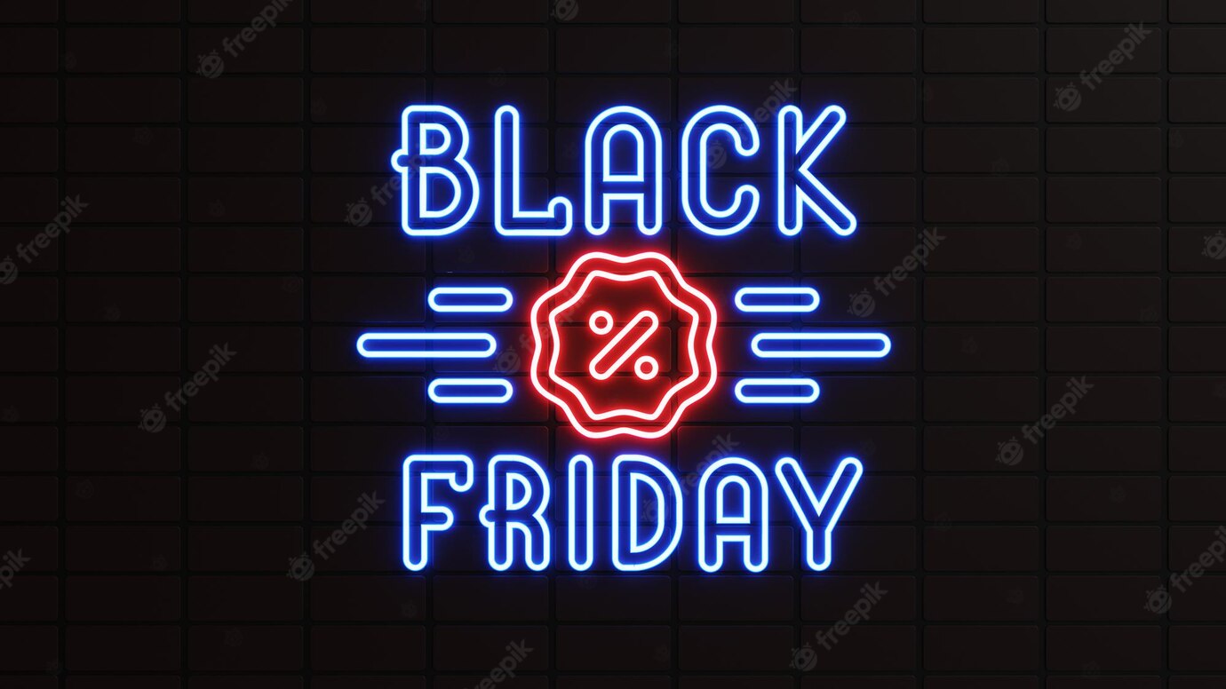 Blue Red Neon Black Friday Discount Percentage Sign 527804 86