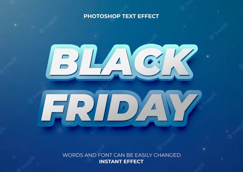 Blue style text effect black Friday Free Psd