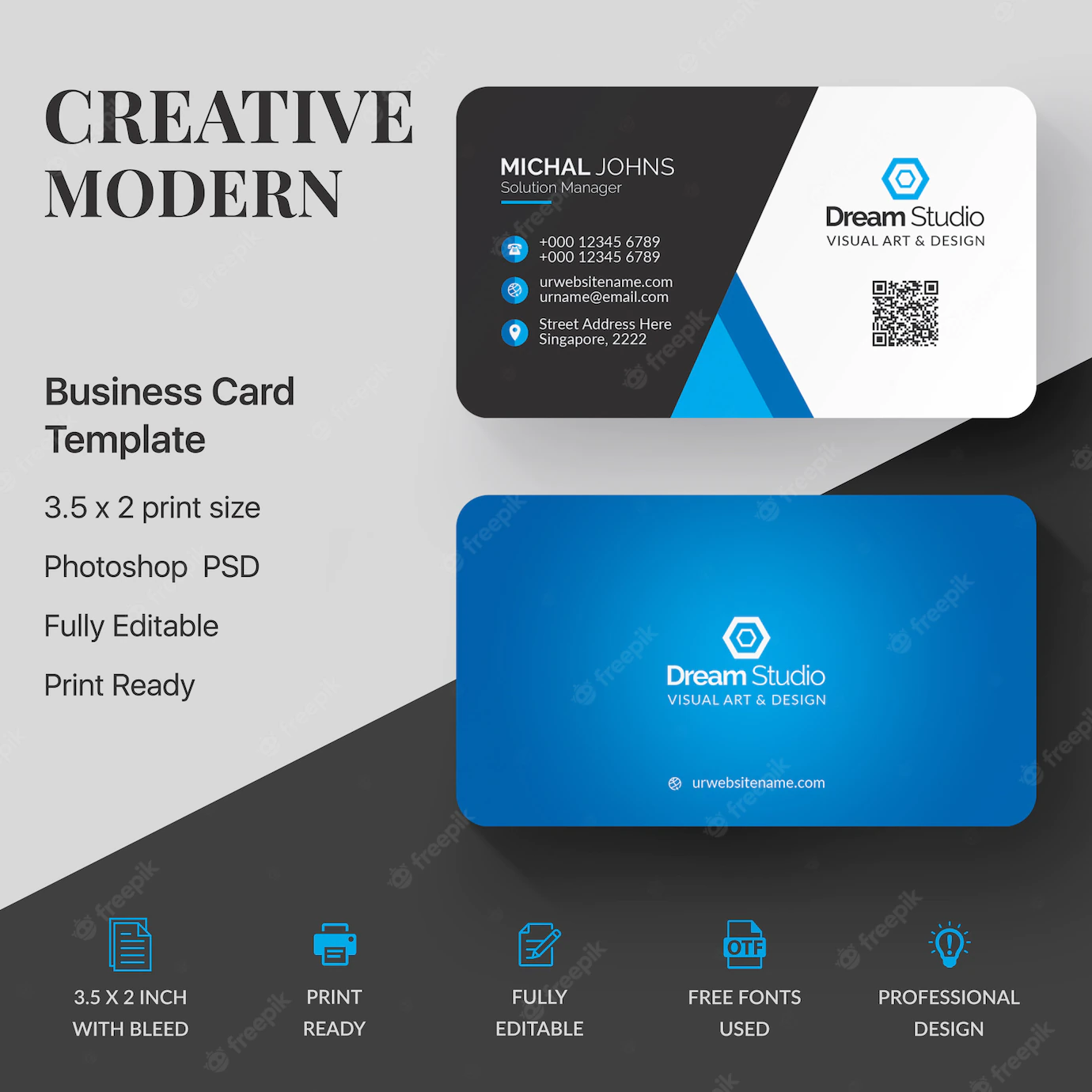 Blue White Business Card 1435 1355