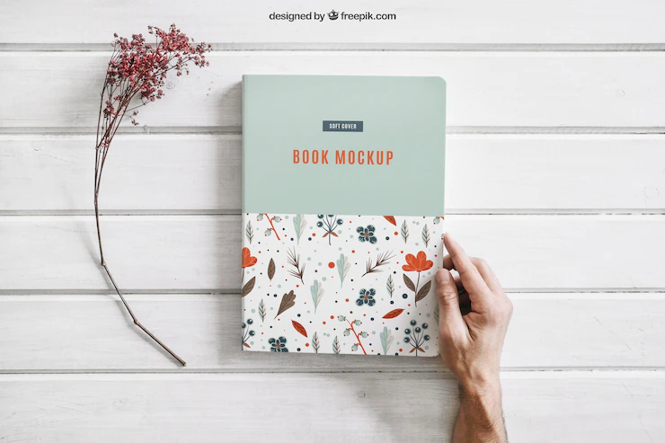 Book Mock Up With Flower 23 2147736164