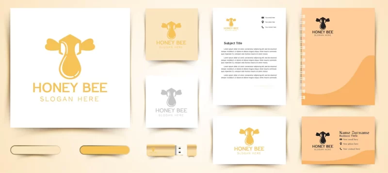 Box bee honey flying logo designs inspiration isolated on white background Free Vector
