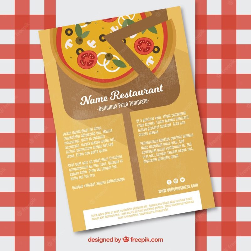 Brochure with pizza in flat design Free Vector