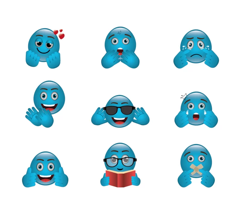 Bundle of emoticons with expressions Free Vector