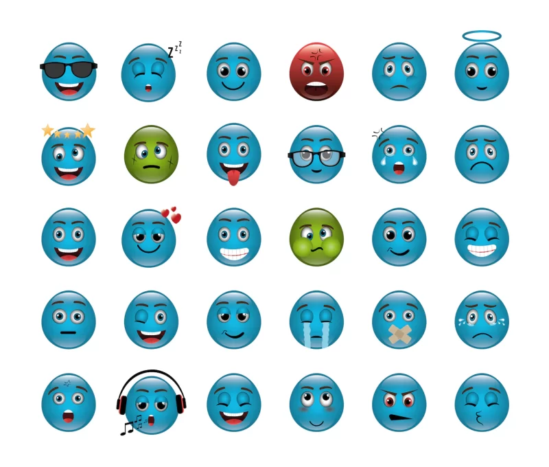 Bundle of emoticons with expressions Free Vector