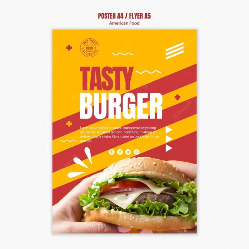 Burger american food poster template Free Psd